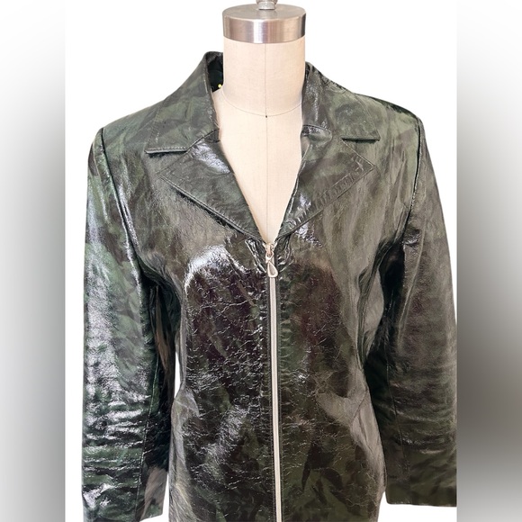 CIHAN LEDER Original Collection Vintage Patent Snakeskin Genuine Leather Jacket - Picture 2 of 12